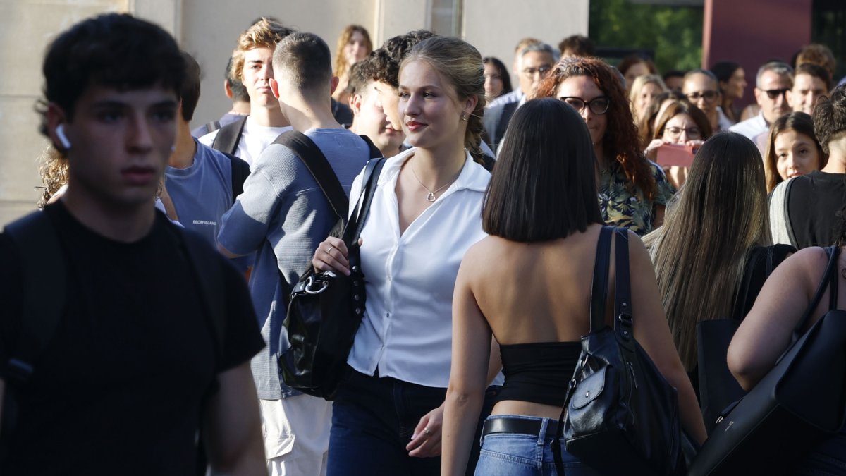 La princesa Leonor a su llegada este lunes al Campus de Getafe de la Universidad Carlos III donde cursará el grado de Ciencias Políticas.