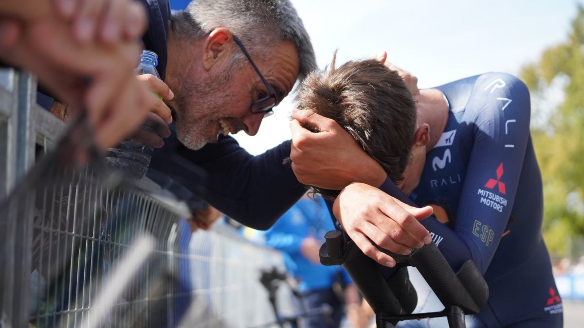 Héctor tras acabar la prueba contrarreloj sub-23.