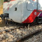 El tren Feve descarrillado en el municipio de La Ercina.