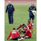 Del Bosque ayer, en el entrenamiento de la selección.