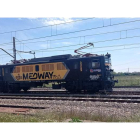 La locomotora 269 de Medway en Villadangos, hasta donde completó trayectos para conocer la vía del polo acerero leonés. DL