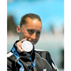 Mengual posa con la medalla de plata que logró ayer.