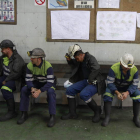 Mineros de la Hullera tras volver al tajo en agosto pasado.