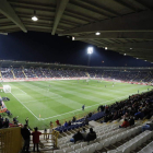 El aforo del estadio Reino de León presentó el aspecto que muestra la imagen durante el partido de Copa entre la Cultural y el FC Barcelona. MARCIANO PÉREZ/JESÚS F. SALVADORES