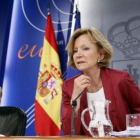 La vicepresidenta económica Elena Salgado compareció tras el Consejo de Ministros.