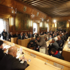 Silván, Martínez Majo, Mario Amilivia y Faustino Sánchez, ayer ante el abarrotado salón de plenos de la Diputación. JESÚS F. SALVADORES