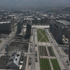 El barrio de La Rosaleda en primer término, con el centro de Ponferrada al fondo.