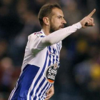 Lopo celebra el gol marcado ante el Villarreal, el único del partido.