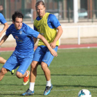 El ex deportivista Aitor, en el entrenamiento del Hércules ayer en el Colomán Trabado.