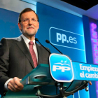 Rajoy estuvo arropado por sus colaboradores en la sede de Génova.