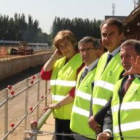 González Marín explica cómo quedará la zona de andenes de la estación provisional.