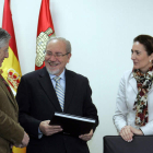 Herreros, Valín y Cirac, tras la reunión de la Fundación Villalar.