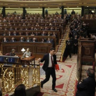 Pedro Sánchez, durante el debate de investidura en el Congreso de los Diputados.