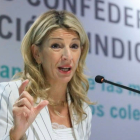La ministra de Trabajo Yolanda Díaz participa en las jornadas confederales sobre acción sindical de UGT en Madrid. FERNANDO ALVARADO