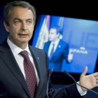 El presidente del Gobierno, José Luis Rodríguez Zapatero, en Bruselas tras la reunión del Consejo.