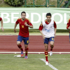 Xabi Alonso, Jordi Alba, Jesús Navas y Sergio Ramos durante la última sesión de entrenamiento.