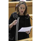 Un momento de la intervención de la ministra en el Senado.