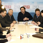 Un momento de la ejecutiva del PSOE del lunes, presidida por Celestino Rodríguez.