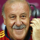 Vicente del Bosque durante la rueda de prensa ofrecida en el Donabass Arena de Donetsk.