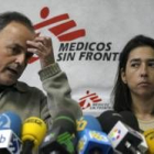 Carlos Ugarte y Paula Farias, en el transcurso de la rueda de prensa de ayer en Madrid