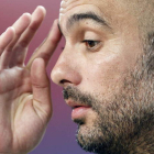 Guardiola, durante la rueda de prensa que ofreció ayer previa al partido ante el Sevilla.