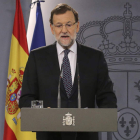 Rajoy, durante su comparecencia institucional de ayer.