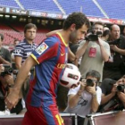 Mascherano entra en el Camp Nou.
