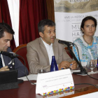 Juan Carlos Suárez-Quiñones, Fernando Moreno y María Josefa García, ayer en Riaño. CAMPOS