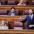 El líder del PP, Pablo Casdo, hoy en el Congreso. FERNANDO ALVARADO