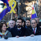 El presidente de la Generalitat, Quim Torra, y el presidente del Parlament, Roger Torrent, a su llegada al Tribunal Supremo.