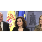 El ministro de Economía, De Guindos; la vicepresidenta, Sáenz de Santamaría y la ministra de Fomento, Ana Pastor.