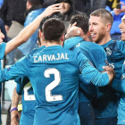 Cristiano Ronaldo celebra con sus compañeros después de marcar el 0-2 contra la Juventus. ANDREA DI MARCO