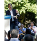 Alberto Núñez Feijóo ayer, en el mitin.