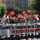 la movilización matinal, en la plaza de la Inmaculada.