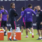 Luis Enrique en el entrenamiento de ayer del Barça.
