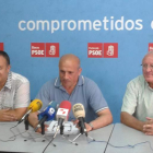 Courel, Rey y Camblor, ayer en Ponferrada.