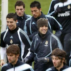 Los jugadores del Real Madrid entrenando.