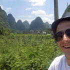 Iván Rodríguez, en una de sus visitas a las montañas de Guilin.