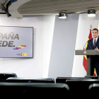 El presidente del Gobierno, Pedro Sánchez, en su intervención ayer. JOSÉ MARÍA CUADRADO