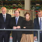 Juan Vicente Herrera junto a Fernando y Juan Roig, durante su recorrido por el almacén de Mercadona.