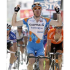 Tyler Farrar a su llegada a meta como vencedor en la etapa.