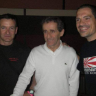 César y Marcos con Prost antes de la presentación de la prueba.