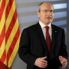 El presidente de la Generalitat, José Montilla, durante el tradicional mensaje institucional de fin