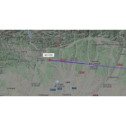 El vuelo del rey emérito, en una imagen en la que se ve la ruta que sigue sobre el espacio aéreo de León. FLIGHTRADAR