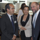 Florencio Carrera, la eurodiputada Iratxe García y el presidente del Parlamento Europeo.