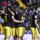 Los jugadores del Atlético celebran uno de sus goles. GALLEGO