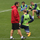 Díaz, durante un entrenamiento en El Toralín.