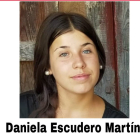 Cartel de SOS Desaparecidos con la imagen de Daniela Escudero. SOS DESAPARECIDOS