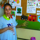 Cristina Veiga, en el parvulario de Pradoluengo.