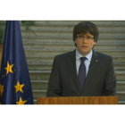 Carles Puigdemont durante su declaración institucional. / EL PERIODICO